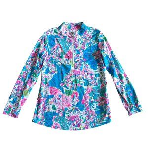 Lulu B Womens Sz XS Quarter-Zip Pullover Multicolor Print Long Sleeve Top